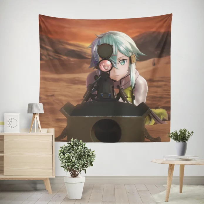 SAO II Sinon Virtual Adventures Anime Wall Tapestry