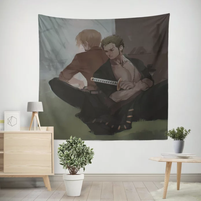 Sanji and Zoro One Voyage Anime Wall Tapestry