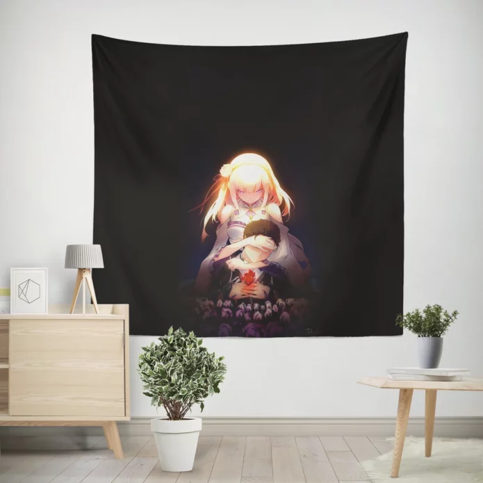 Subaru Natsuki and Emilia Re ZERO Duo Anime Wall Tapestry