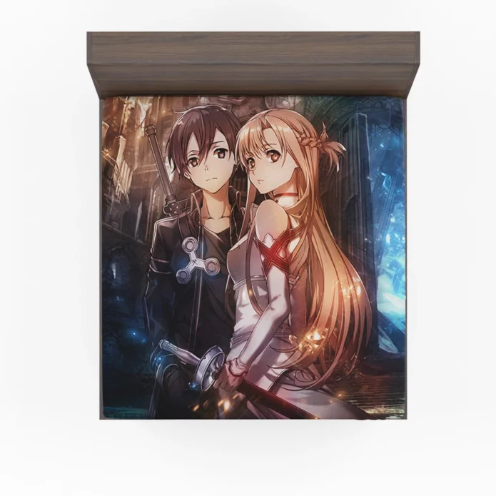 Sword Art Online Kirito and Asuna Quest Anime Fitted Sheet