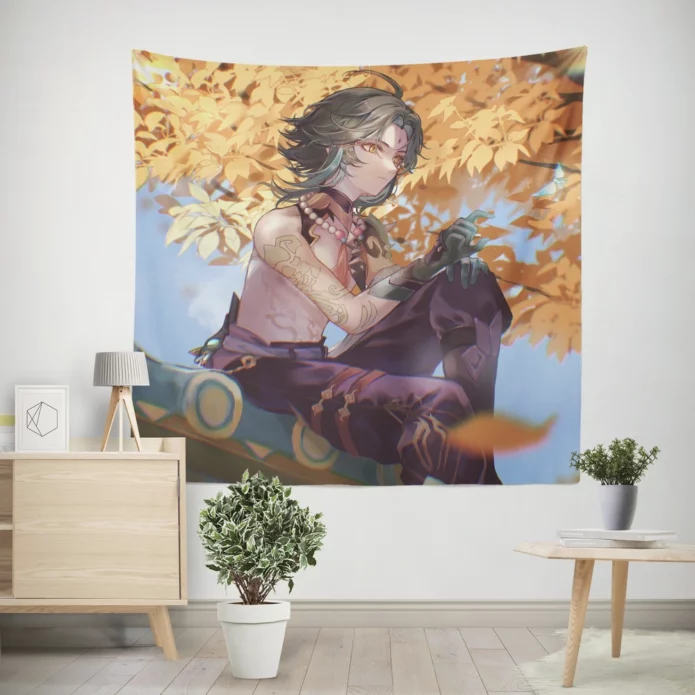 Xiao Genshin Impact Windborne Warrior Anime Wall Tapestry