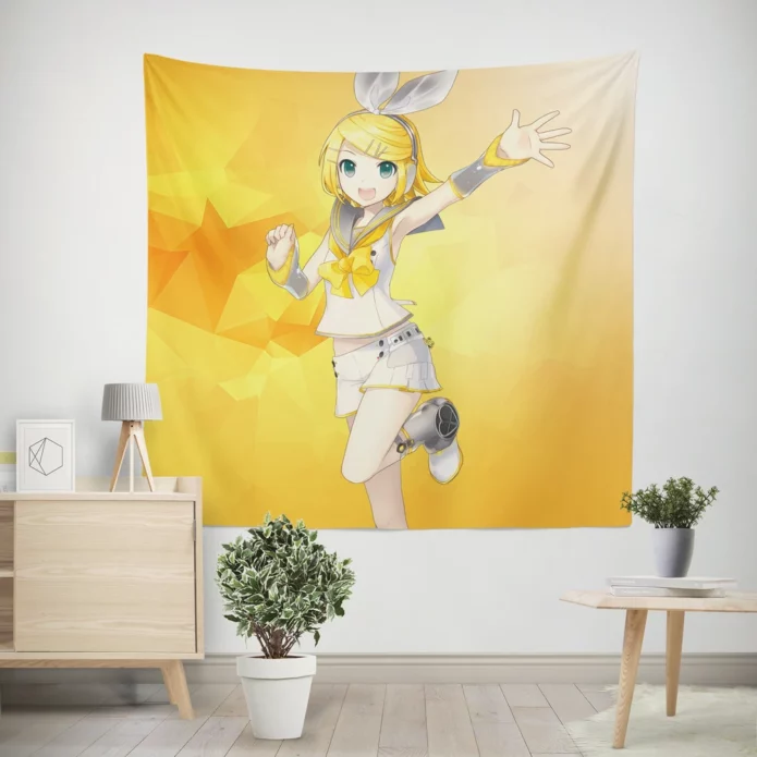 Yellow Melody Rin Kagamine Anime Wall Tapestry