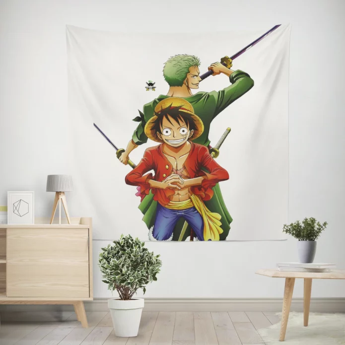 Zoro and Luffy One Piece Dynamic Duo Anime Wall Tapestry