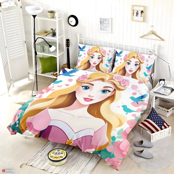Sleeping Beauty Princess Aurora Embroidery Bedding Set