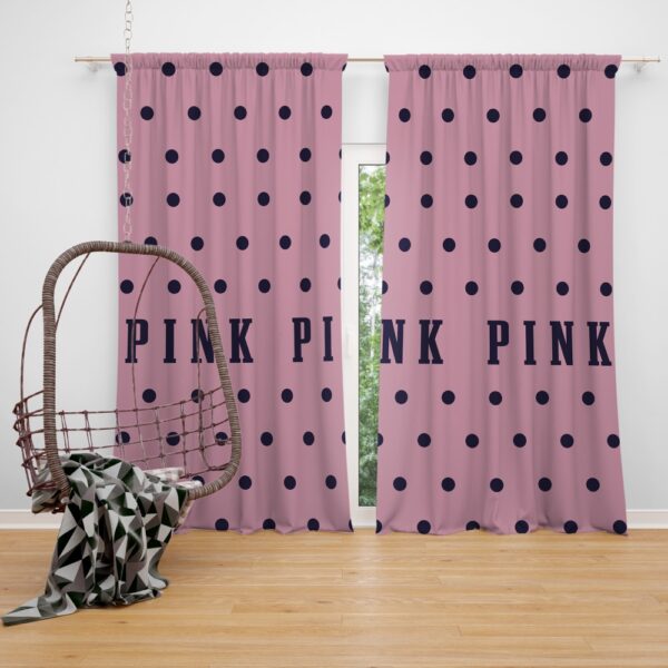 Victoria's Secret Pink Color Polka Dot Pattern Window Curtain