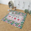 VS Love Pink Modern Pattern with Tropical Watercolor Flowers Floor Rug Mat