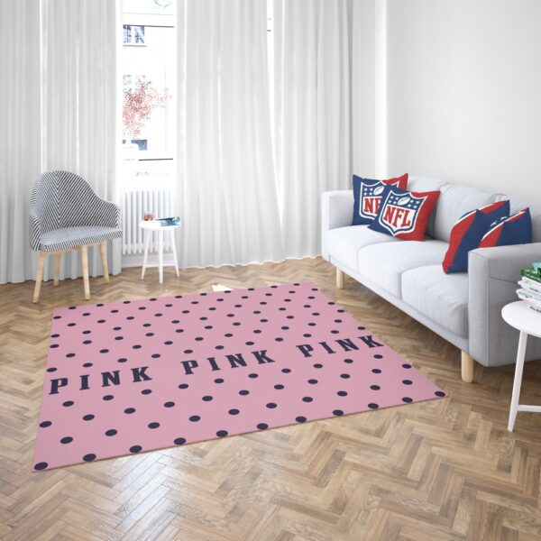 Victoria's Secret Pink Color Polka Dot Pattern Floor Rug Mat