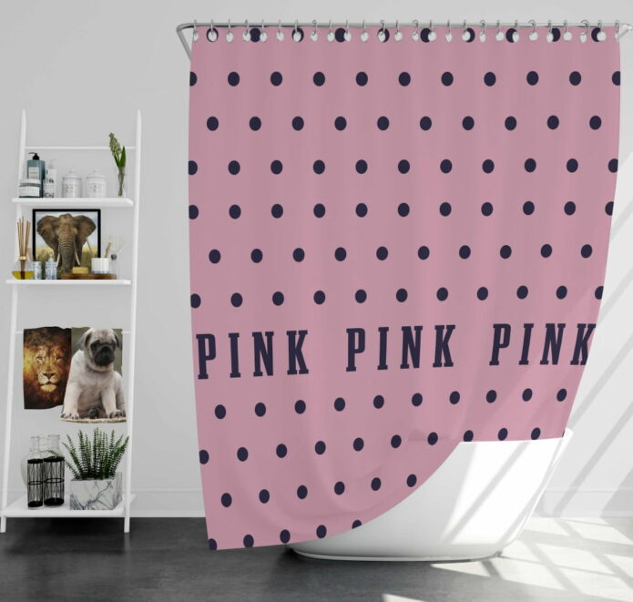 Victoria's Secret Pink Color Polka Dot Pattern Shower Curtain